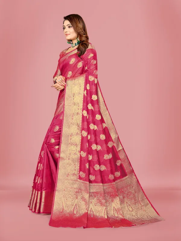 Maharani_Color_With_Floral_Zari_Organza_Kanjeevaram_Saree_With_Unstitched_Blouse_Piece